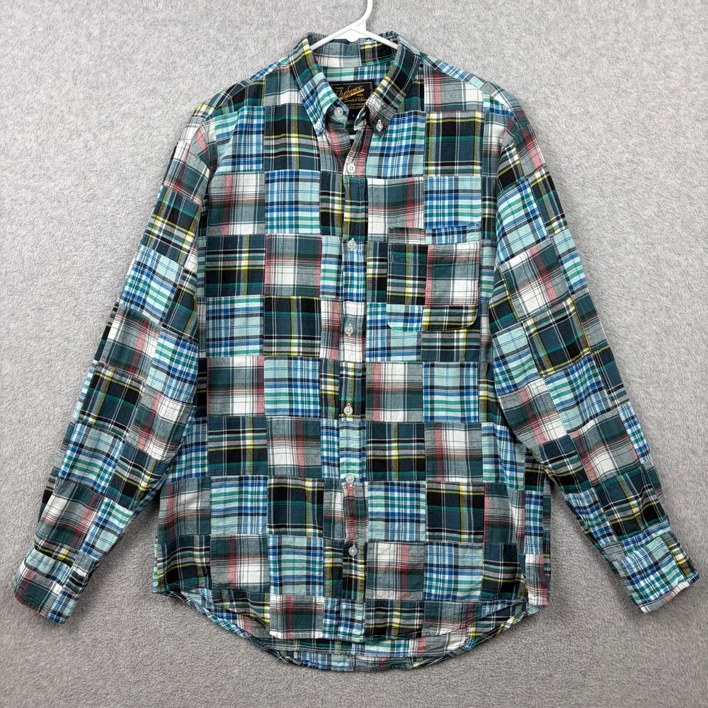 Cape Madras Plaid Patchwork Shirt Mens Small Long Sleeve Preppy Coastal